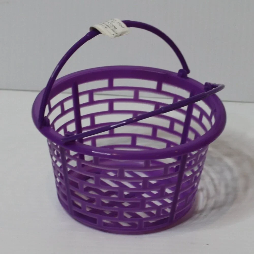 Oriental Trading Bright Purple Round Plastic Easter Basket Brand NEW